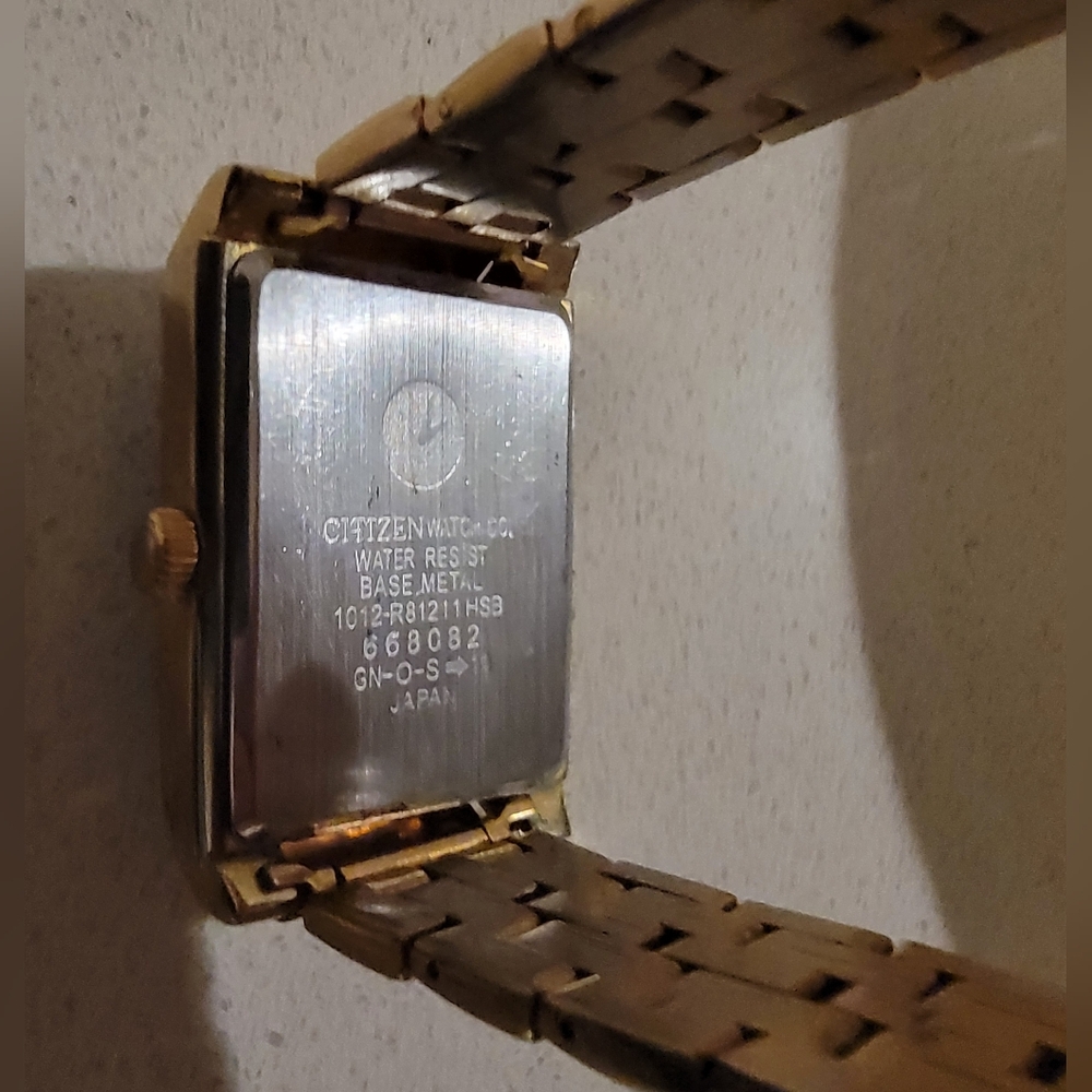 Citizen Gold-Tone Rectangular Watch With Black Di… - image 3